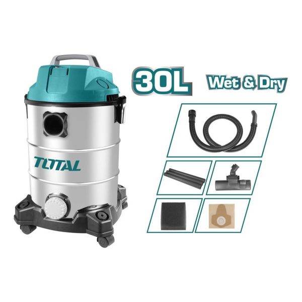 Aspiradora De Tacho Total 1300w Industrial, Seco Húmedo - Imagen 2