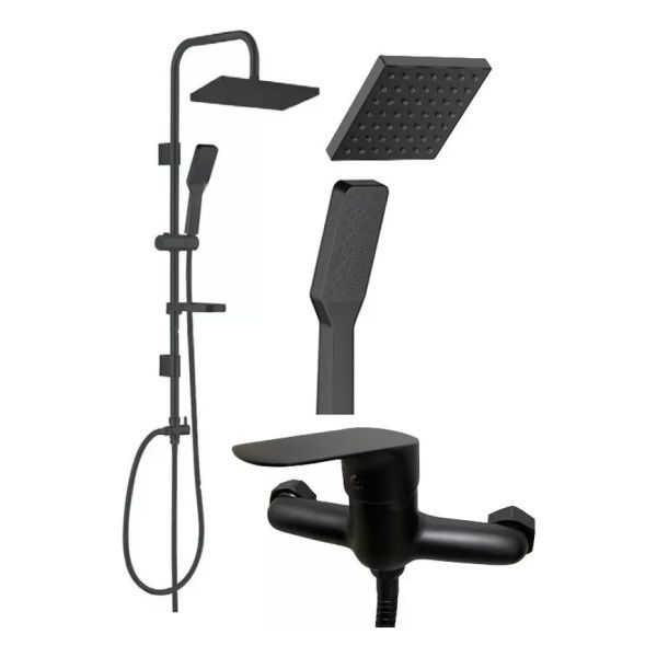 Barral Ducha Negro Mate Con Monocomando Bañera Wico Rimontti