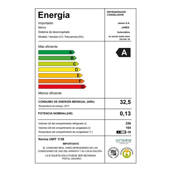 Heladera James Rj 446 Inv Dark Inox - Imagen 3