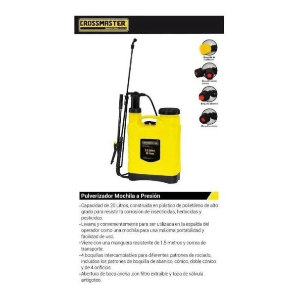 Fumigador Pulverizador Atomizador Manual 20 Lt Crossmaster - Imagen 2