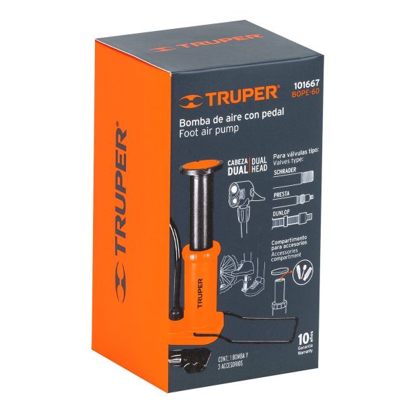 Inflador De Pie Truper (60psi) Bope-60 Varios Pases - Imagen 2
