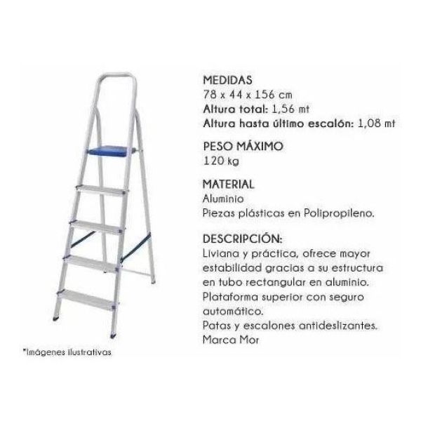 Escalera Aluminio 5 Escalones Mor Oferta Kirkor Kirkor - Imagen 2