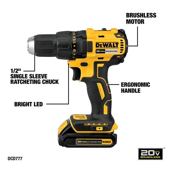 Taladro Atornillador Dewalt S/carbones 20v 2 Baterias Dcd777 - Imagen 2