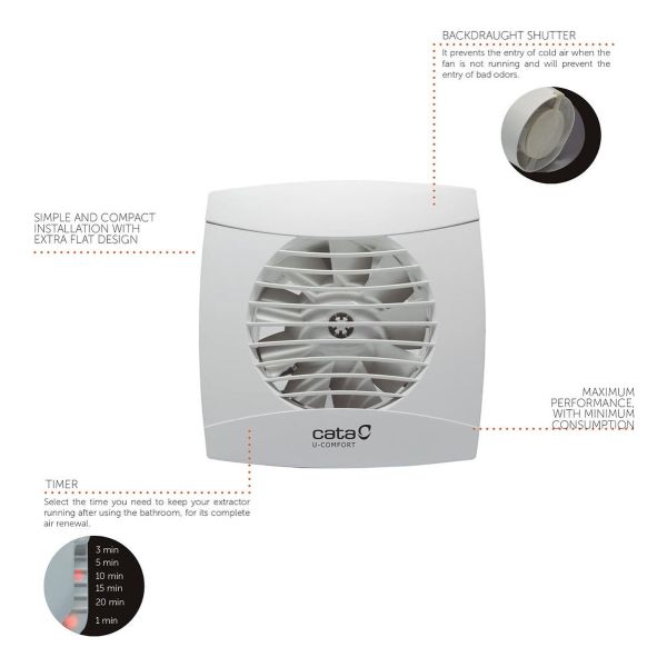 Extractor Cata U-comfort Series Uc10 Silencioso 10cm Kirkor - Imagen 3