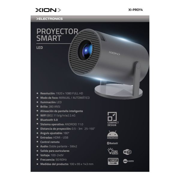 Proyector Mini Xion Xi-proy4 Gris 220v Smart Led Kirkor - Imagen 2