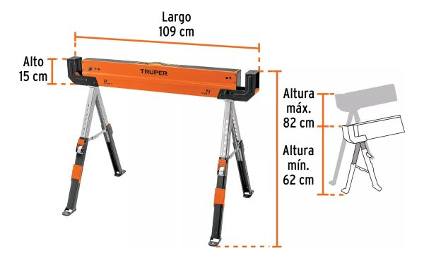 Caballete Mesa Banco De Trabajo Truper 600kg Plegable - Imagen 3