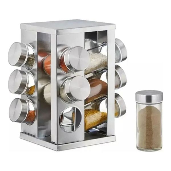 Set De 12 Especieros Con Soporte Acero Giratorios