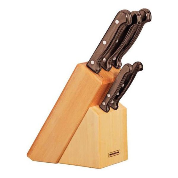 Juego De Cuchillos Taco Madera 6pz Polywood Marron Tramontin - Imagen 2