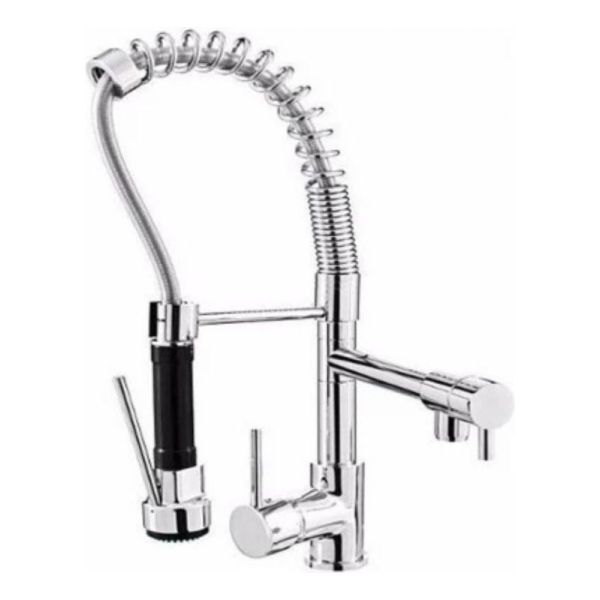 Monocomando Cocina Cheff Con Extensible 2 Canillas Cromo Kir