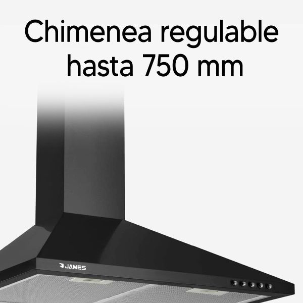 Campana James Convencional 60cm Negra Motor 230w Kirkor - Imagen 4