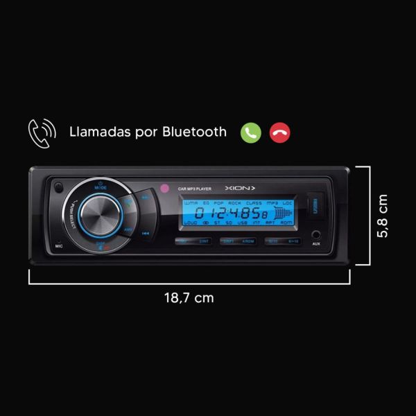 Radio Desmontable Para Auto Xion Con Bluetooth Kirkor - Imagen 3