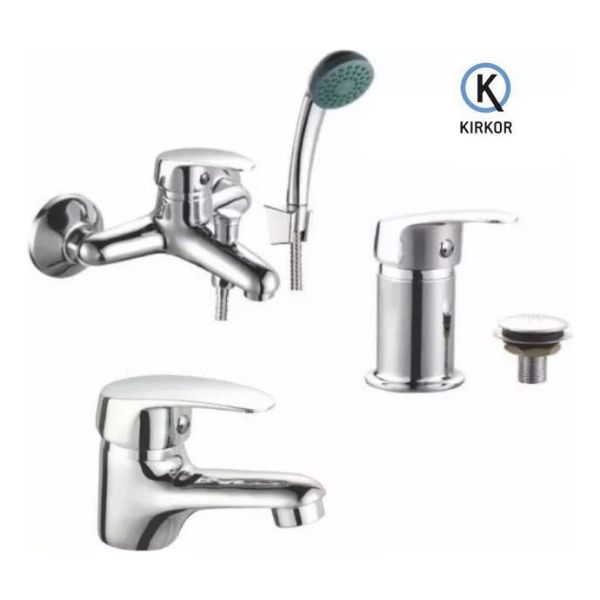 Grifería Completa Baño Monocomando Lavatorio Bidet Ducha Kir
