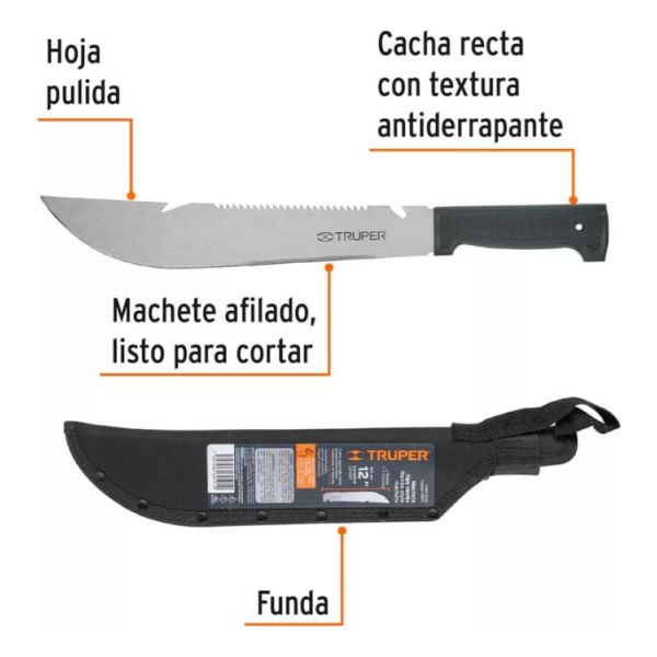 Machete De Acero Tipo Rambo 12 31cm Funda Truper 100655 - Imagen 3