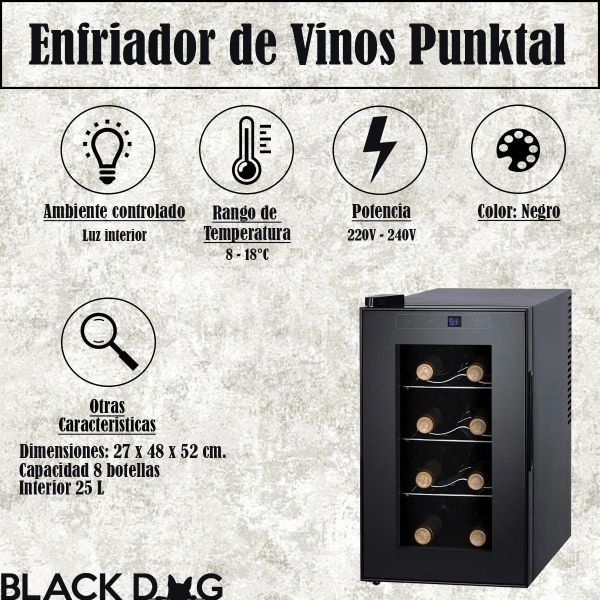 Enfriador Vinos Punktal 25lts 8 Botellas Ambiente Controlado - Imagen 2