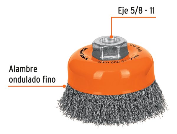 Carda De Copa Alambre Ondulado 4' Para Esmeri Truper - 11529 - Imagen 3