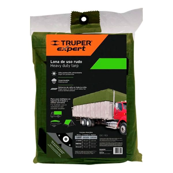 Lona Truper Super Reforzada 6 X 9 M Verde Olivo Uso Rudo - Imagen 2