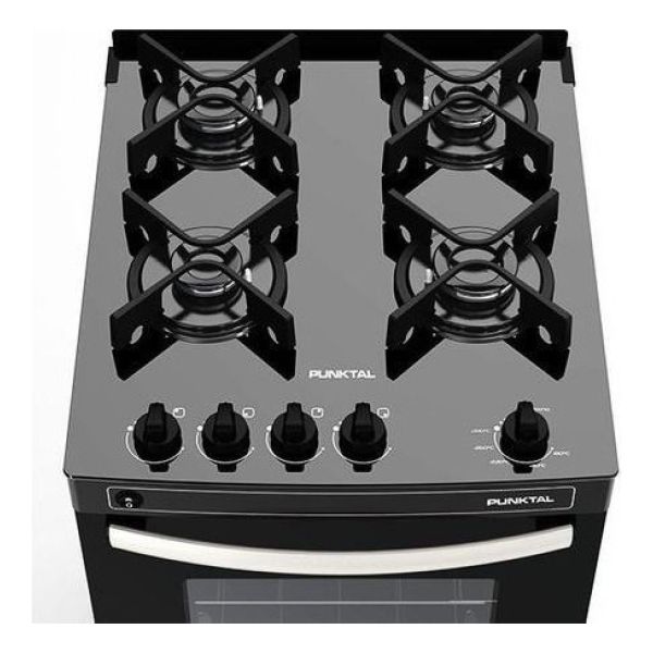 Cocina Punktal Pk-gl4b Spuergas Negra Vidrio Templado Kirkor - Imagen 2