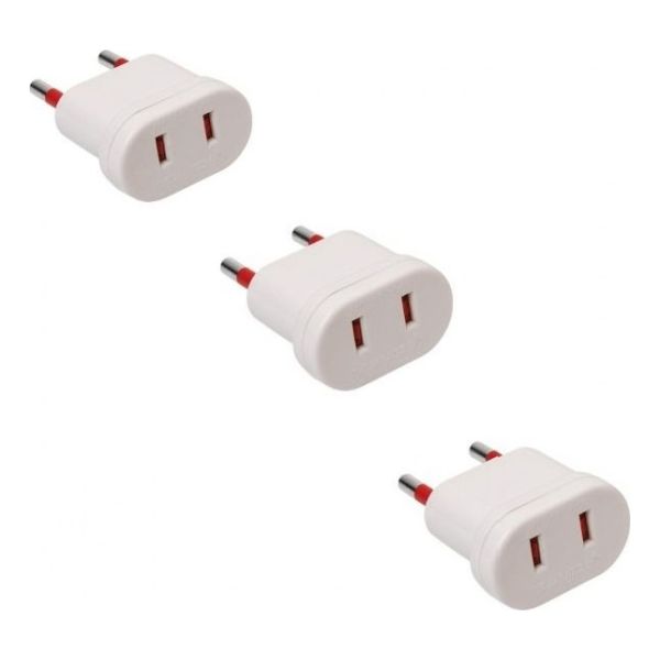 Adaptador Conatel Ficha Americana Blanco Pack 3 Kirkor