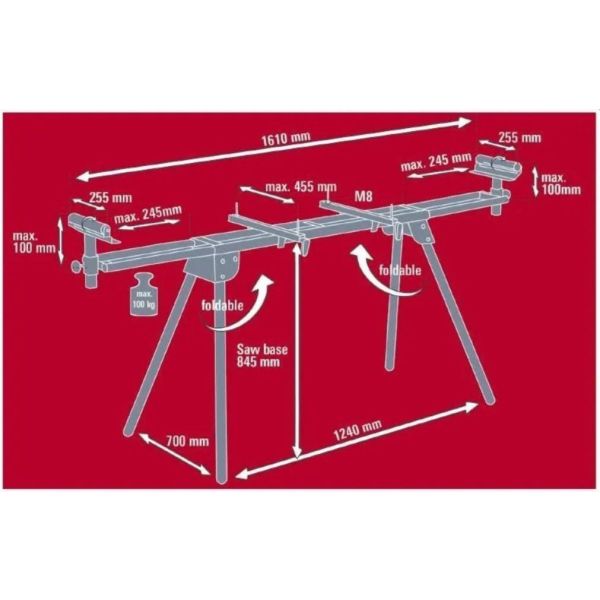 Mesa Banco Para Ingletadora Mss1610 Einhell Aluminio Portabl - Imagen 6