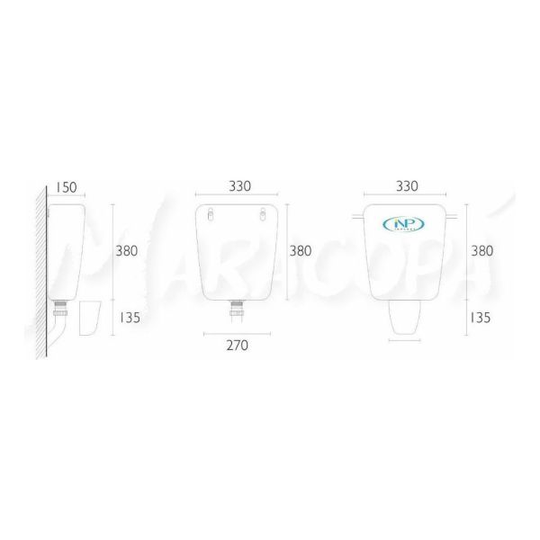Cisterna De Pared Descarga Controlada 12 Litros Inplast - Imagen 2