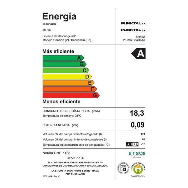 Heladera Punktal Pk-265 Hb Frio Natural 216 Lts Kirkor - Imagen 4
