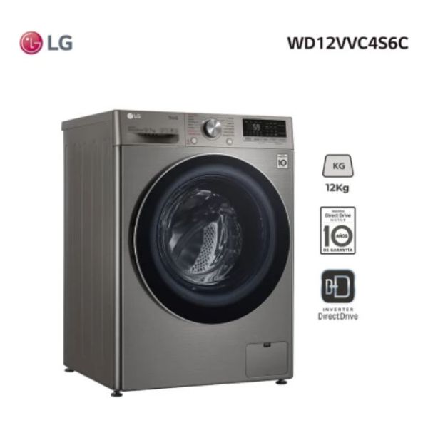 Lavasecarropas LG Frontal Inverter 12kg Wd12vvc4s6c Kirkor - Imagen 4