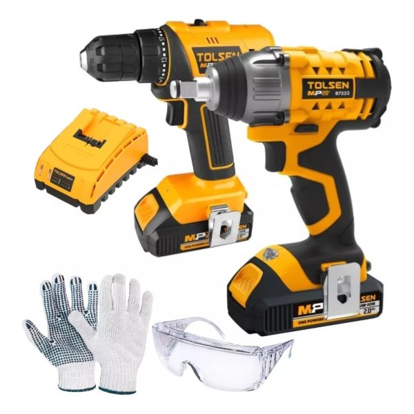 Set Pistola De Impacto 1/2 + Taladro 10mm 20v Tolsen Kirkor