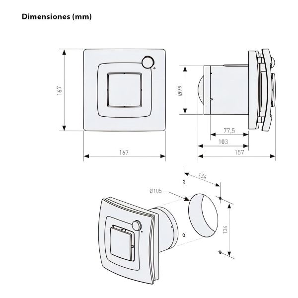 Extractor De Aire Baño Soler & Palau Silent 100 Dual - Imagen 3