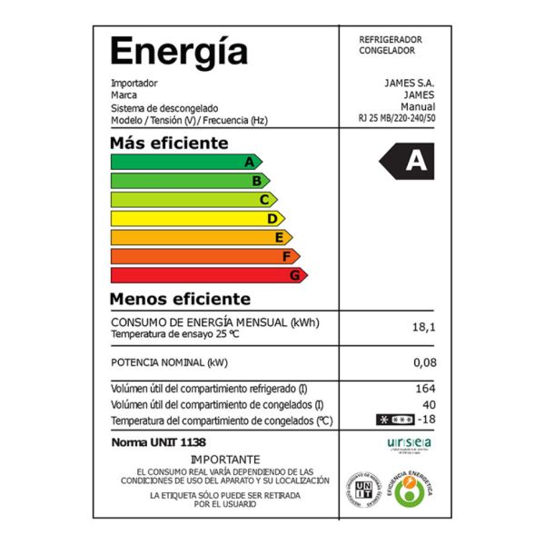 Heladera James Rj 25 Mb Puertas Reversibles Blanca Kirkor - Imagen 3