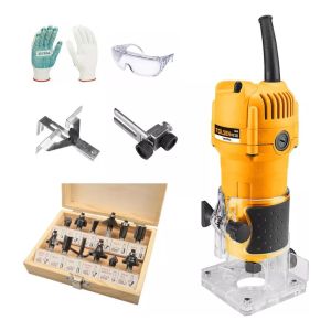 Fresadora De Mano 650w + Juego De Fresas 6mm 12pcs Kirkor