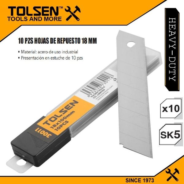 Repuesto Cutter Cortante Blister X 10 Hojas Tolsen 30011 Kk - Imagen 4