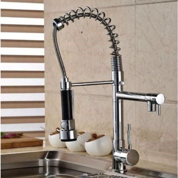 Monocomando Cocina Cheff Con Extensible 2 Canillas Cromo Kir - Imagen 2