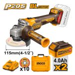 Amoladora A Batera 20v Bl + 2 Bat 4ah + Valija Y Discos - Imagen 3