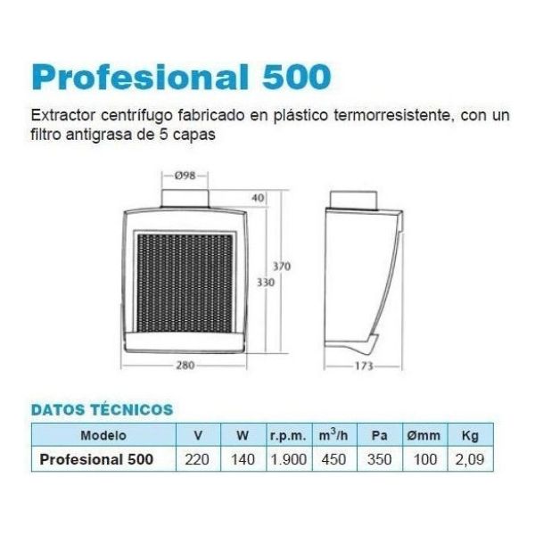 Extractor De Aire Baño O Cocina Modelo Professional 500 Kirk - Imagen 3