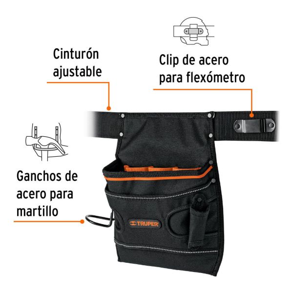 Porta Herramienta 7 Comp Con Cinturón Truper Pony-7 - Imagen 3