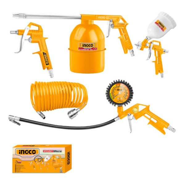 Kit Compresor Aire Pistolas Y Mangueras Ingco 1/4'' Compreso