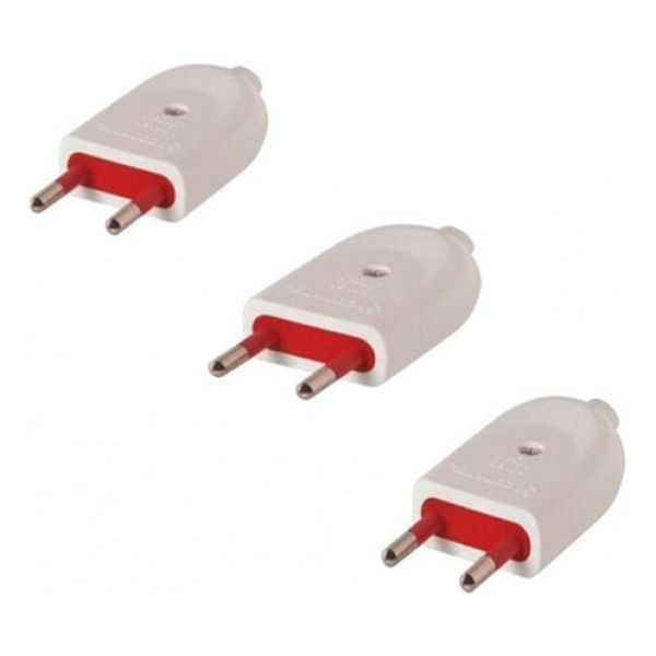 Ficha Macho Modular 2 Polos Sin Tierra 10 Amp Pack X 3 Kk