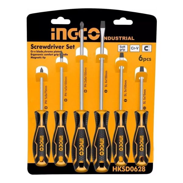 Set X 6 Destornilladores S2 Paleta/phillips Imantado Ingco