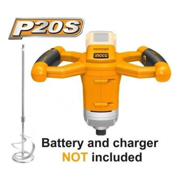 Mixer A Bateria 20v Mezcladora De Pintura Ingco Mxli2001