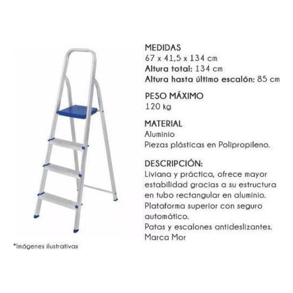 Escalera Aluminio 4 Escalones Oferta Kirkor Franca - Imagen 2