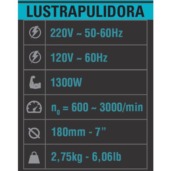 Lustra Pulidora Energy 1350w Capacidad 180mm 7'' Ps180 - Imagen 2