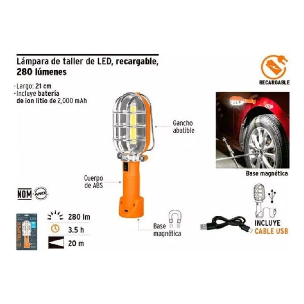 Lampara Truper De Taller Mecanico Led Base Imantada Kirkor - Imagen 2