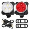 2 Luces De Bicicleta Delantera Trasera 3 Leds Usb Recargable - Imagen 5