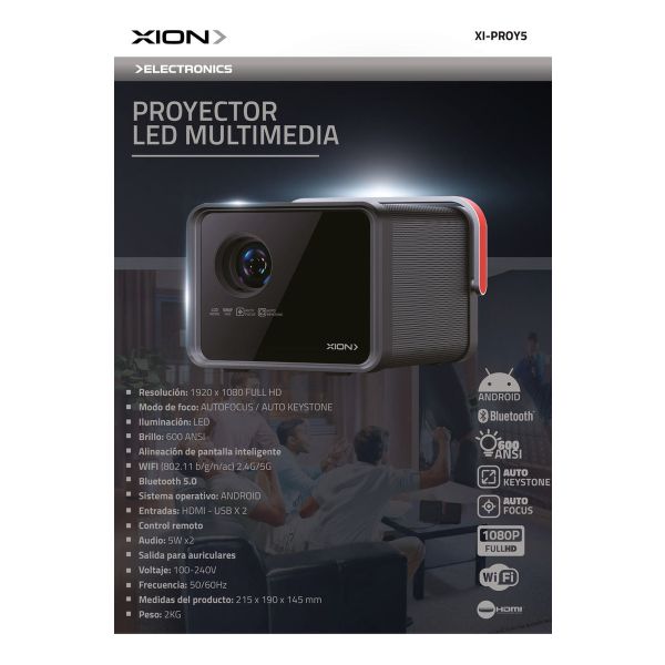 Proyector Led Xion Xi-proy5 Negro Multimedia Kirkor - Imagen 2