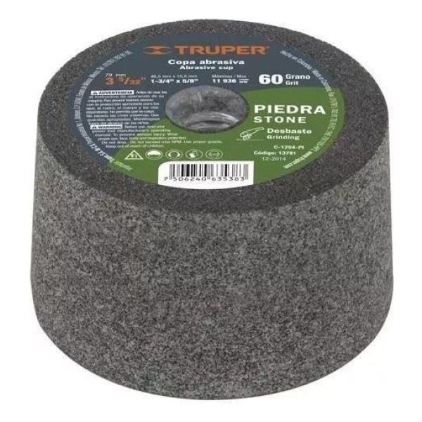 Piedra Copa De Desbaste Para Amoladora Grano 60 Truper
