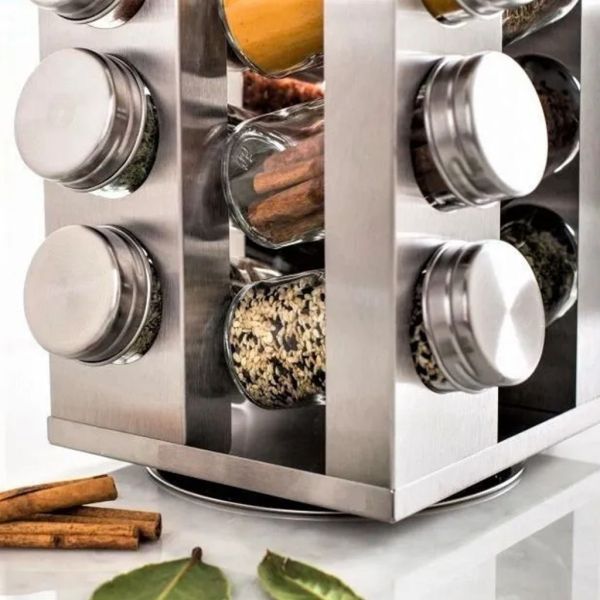 Set De 12 Especieros Con Soporte Acero Giratorios - Imagen 2
