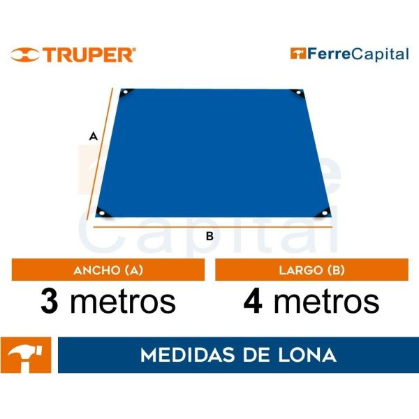 Lona Multiuso Truper Lt-34z Impermeable De 3m X 4m Color Azu - Imagen 4