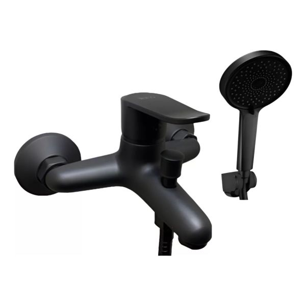 Monocomando Griferia Canilla De Ducha Baño Negro Mate Kirkor