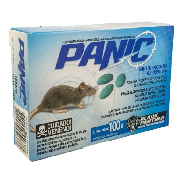 Veneno Cebo Raticida Rodenticida Panic 100 Grs Rata Raton Ki