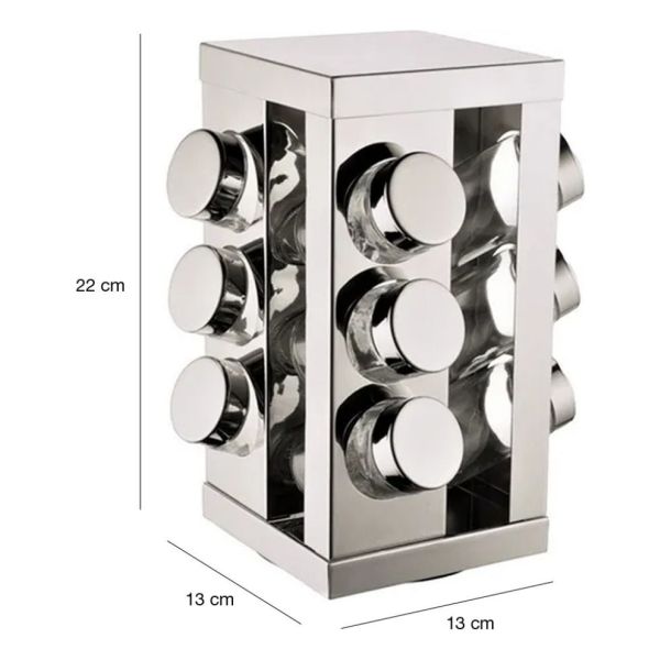 Set De 12 Especieros Con Soporte Acero Giratorios - Imagen 3